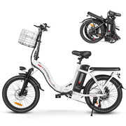 SAMEBIKE 20" Fat Tire Foldable Electric E-Bike, 7-Speed, Dual Suspension for Adults