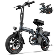URLIFE 14-inch Portable Folding E-Bike: 48V 7.5Ah Battery, 250W Motor