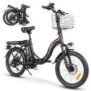 SAMEBIKE 20" Fat Tire Foldable Electric E-Bike, 7-Speed, Dual Suspension for Adults