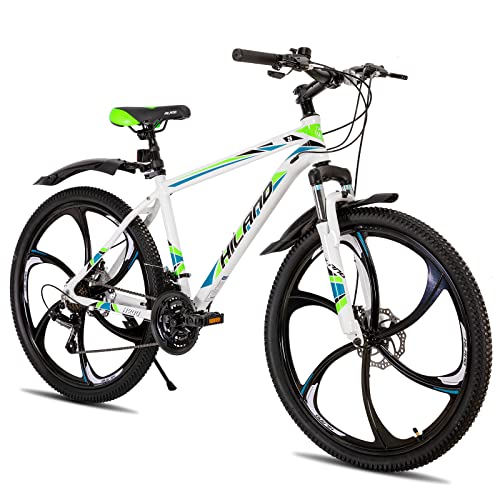 Hiland 26-inch Aluminum Frame Mountain Bike, 21 Speed, Dual Disc Brakes