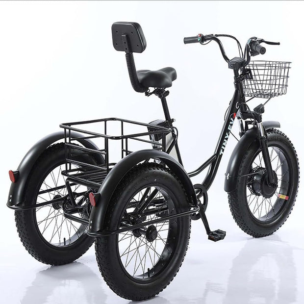 Foldable Electric Tricycle, 20-Inch Fat Tire, 500W Motor, Removable 48V Battery, Basket