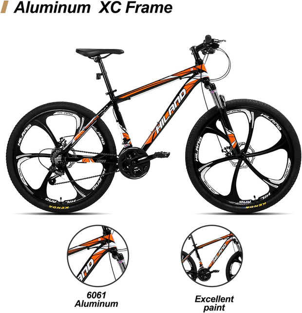 Hiland 26-inch Aluminum Frame Mountain Bike, 21 Speed, Dual Disc Brakes