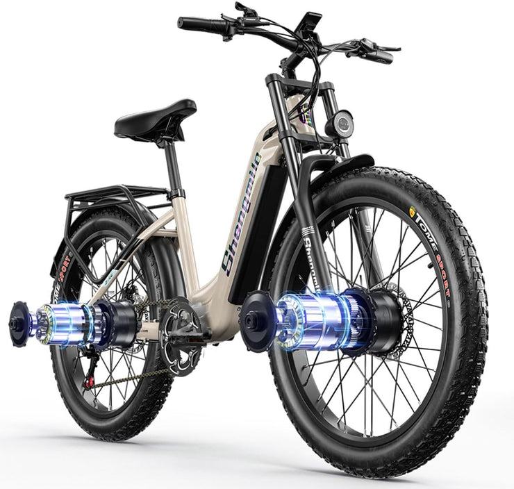 Shengmilo Dual Motor Adult Electric Mountain Bike 26-inch Fat Tire E-Bike