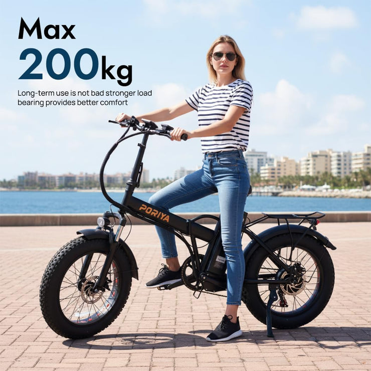 20-inch Fat Tire Folding Electric Sports Bike with Dual Suspension and 7-Speed