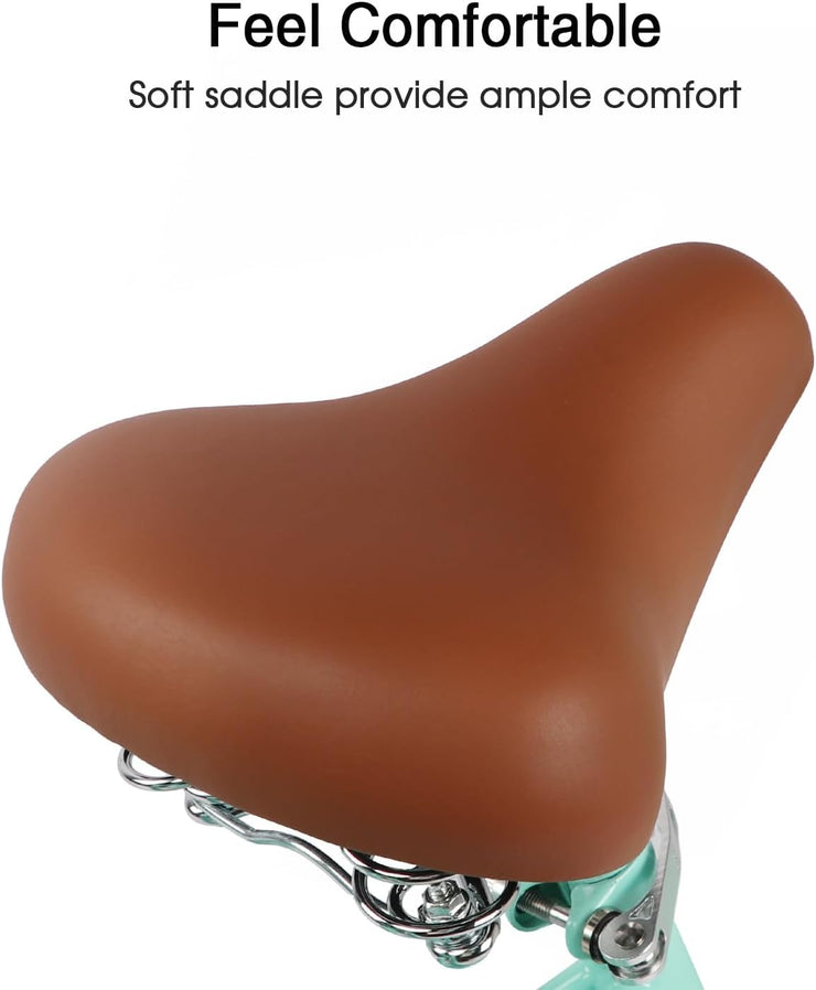 Glerc Missy Girls' 6-Speed Hybrid City Cruiser Bike with Wicker Basket