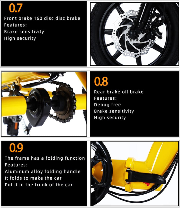 HpLNDas Folding Electric Adult Tricycle, 14-inch Wheels, Passenger Seat & Basket, 48V