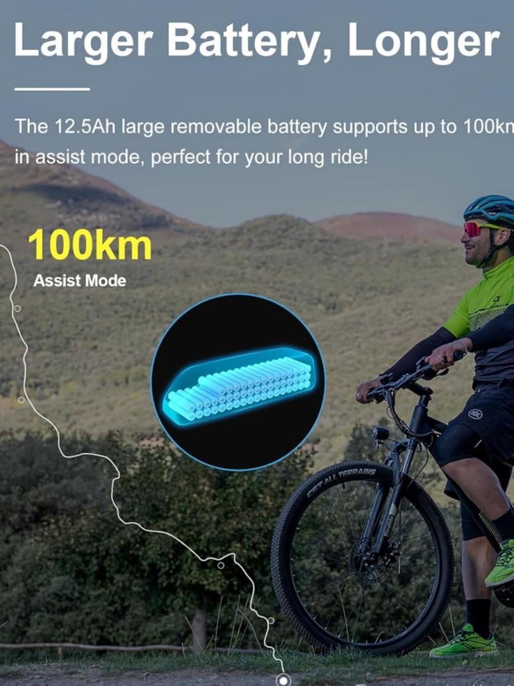 Eleglide M1 Plus Electric Mountain Bike, 29-Inch Wheels, 21-Speed, 12.5Ah Battery