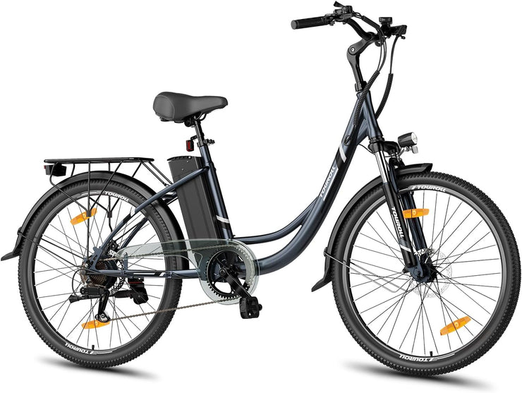 Touroll B1 26" Electric City Bike, 7-Speed, Removable 15.6Ah Battery