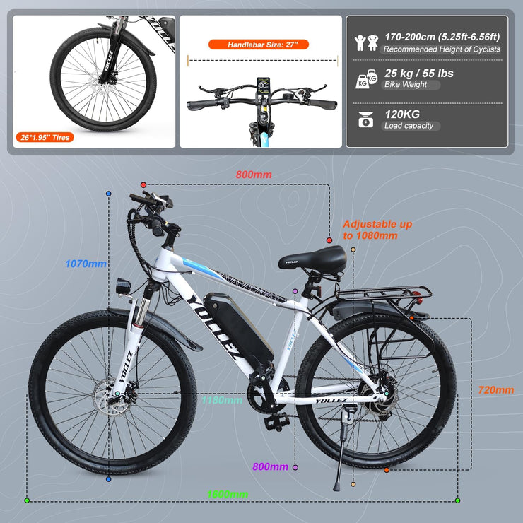 SUDOO 26" Electric Mountain Bike: 36V Removable Battery, 250W Motor