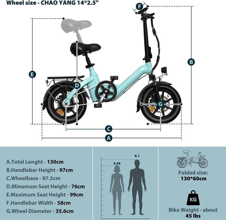 Bodywel T16PRO 14" Folding Electric Bike: Road Legal, 250W, Front Suspension, Disc Brakes