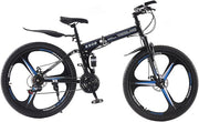 Adult Folding Mountain Bike: Dual Suspension, 3-Spoke Wheels, 21 Speed