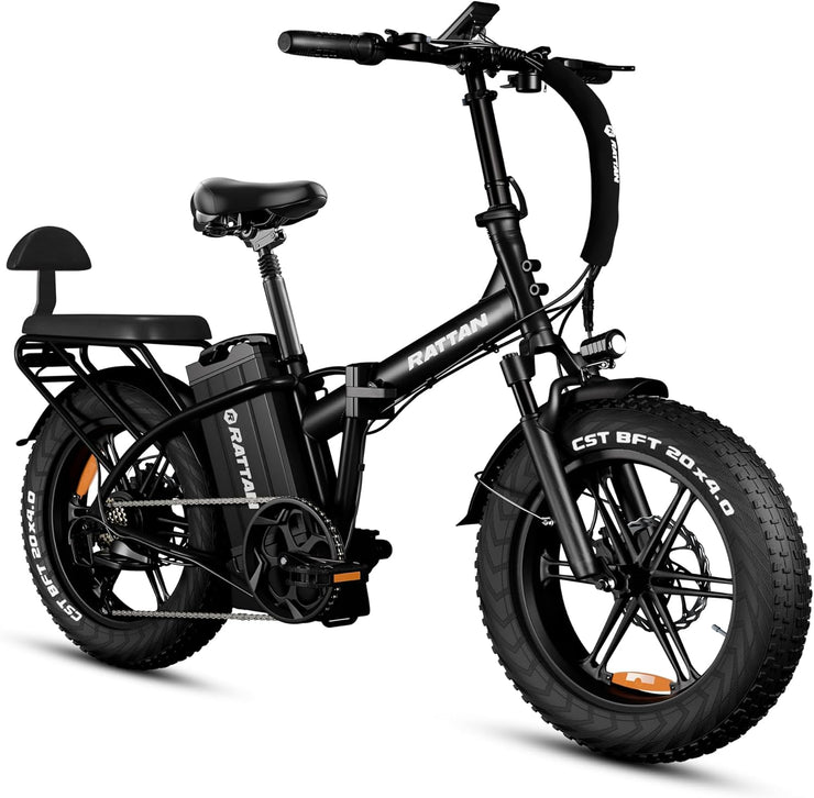 Rattan Ultra Folding Electric Bike: Long Range, 2-Seater, Fat Tires