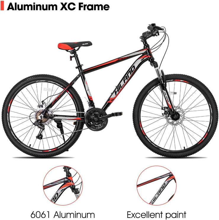 Hiland 26/27.5 Inch Aluminum Mountain Bike, 21-Speed Disc Brake MTB