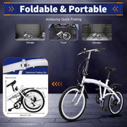 GDSKR 20-inch Foldable 6-Speed Carbon Steel Commuter Bike for Adults & Teens