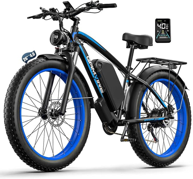 V7 Electric Fat Tire Mountain Ebike: 52V Battery, 21-Speed, Dual Hydraulic Brakes