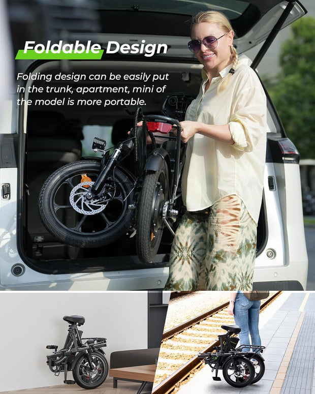 Finbike U4 16" Portable Folding E-Bike: Removable Battery, 3 Modes, Smooth Ride