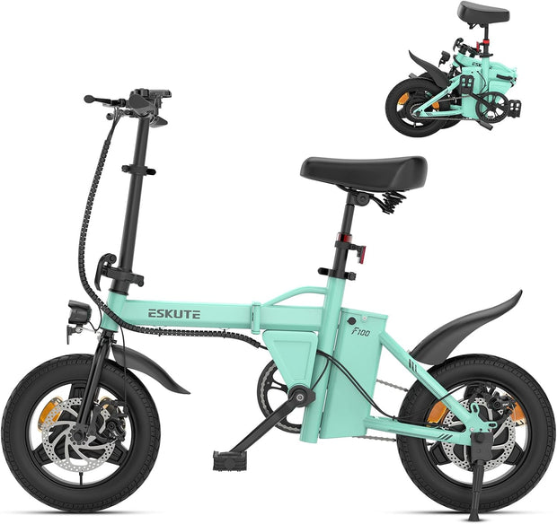 Eskute F100 Folding Electric Commuter E-Bike: 14-Inch Wheels, 35-Mile Range