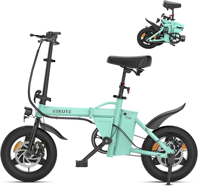 Eskute F100 Folding Electric Commuter E-Bike: 14-Inch Wheels, 35-Mile Range