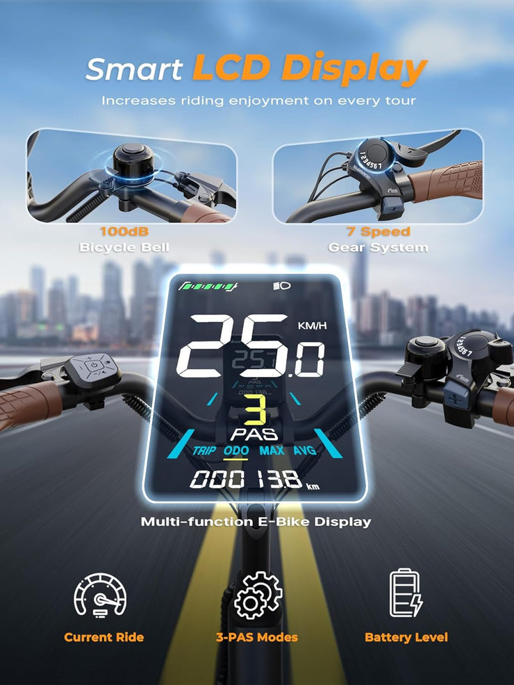 VARUN 26-inch Electric City Ebike: 48V 250W Motor, 7-Speed, Long Range Commuter