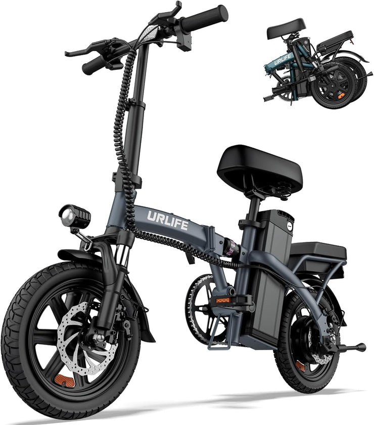 URLIFE 14-inch Portable Folding E-Bike: 48V 7.5Ah Battery, 250W Motor