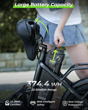Finbike U4 16" Portable Folding E-Bike: Removable Battery, 3 Modes, Smooth Ride