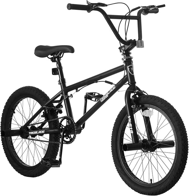 20-inch Freestyle BMX Bike for Kids, 6-13 Years, 360 Handlebar, 4 Pegs, Black