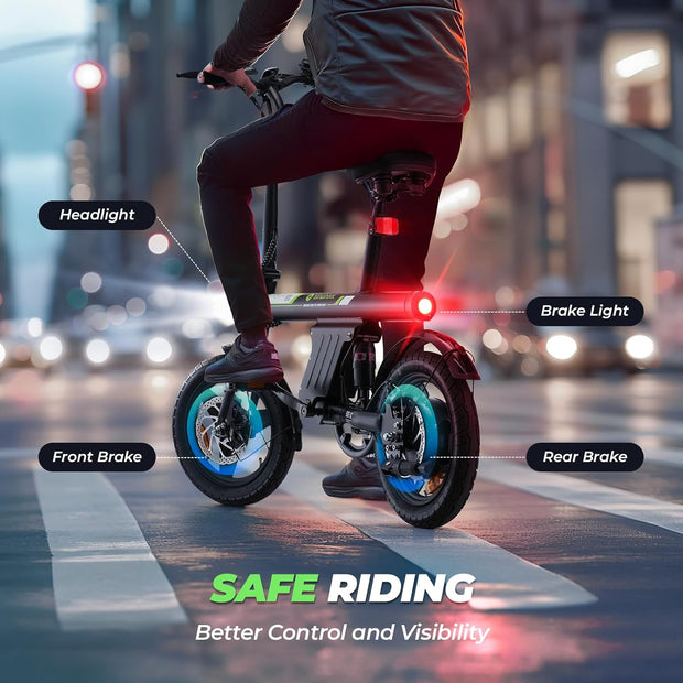 Finbike U1 14-inch Folding Electric Bike: LCD, 15.5mph, 28-Mile Range