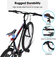 Hiland 18-Speed High Carbon Steel Mountain Bike for All-Terrain Adventures