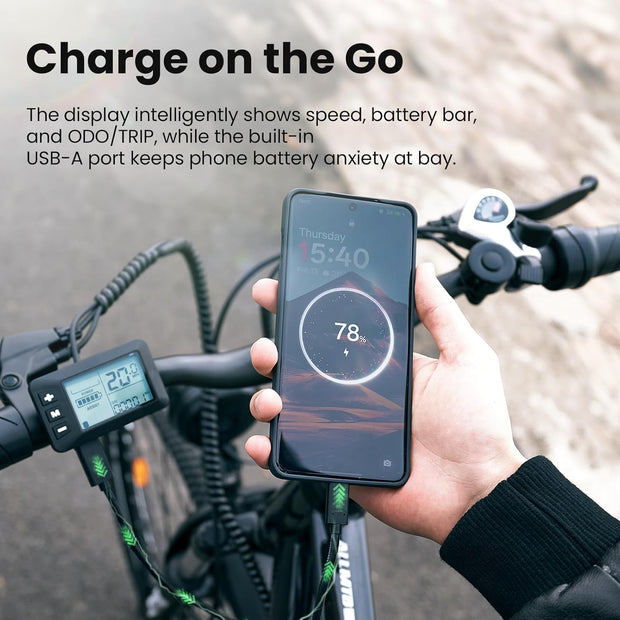 Finbike M50 Adult Electric Mountain Bike, 4-Link Suspension, 13Ah Battery, 7-Speed