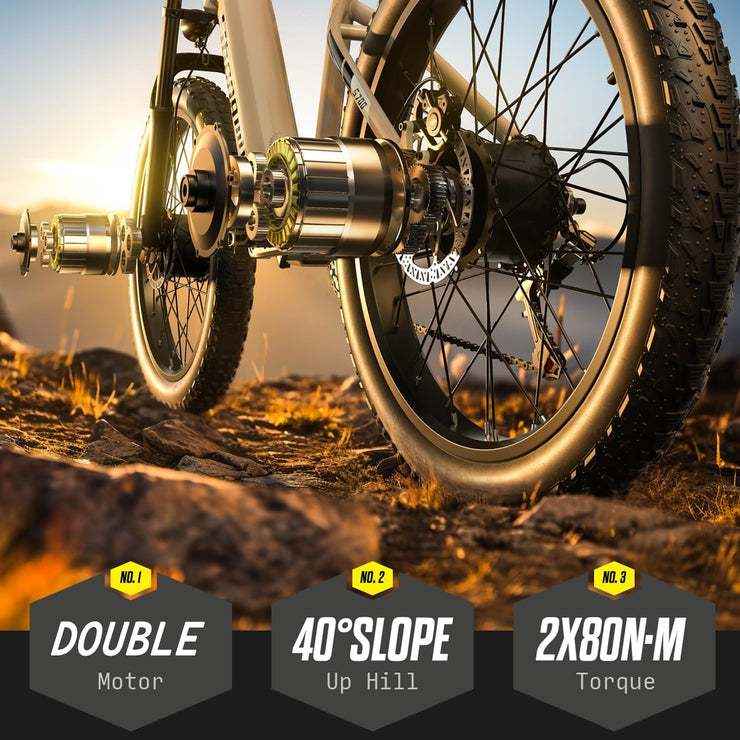 Shengmilo Dual Motor Adult Electric Mountain Bike 26-inch Fat Tire E-Bike