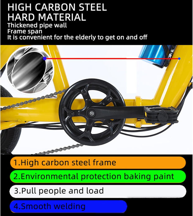 HpLNDas Folding Electric Adult Tricycle, 14-inch Wheels, Passenger Seat & Basket, 48V
