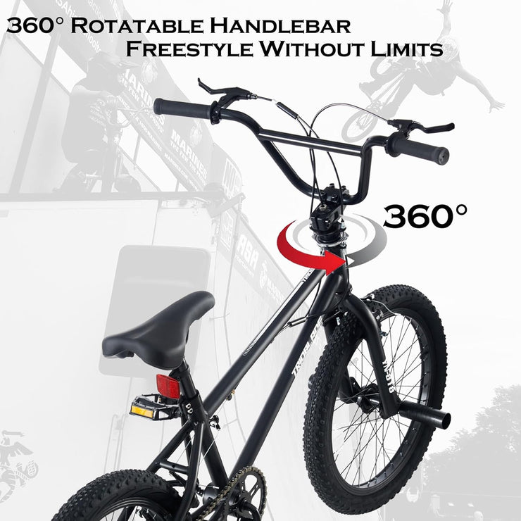 LSBIKE 20-inch Freestyle BMX Bike: 360° Handlebar, Steel Frame, Dual Brakes