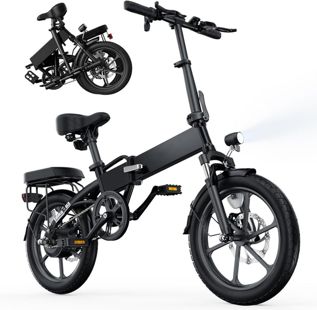 Finbike U3 16-inch Portable Electric Folding Bike, Fast Charge, 3 Modes, Shock Absorber