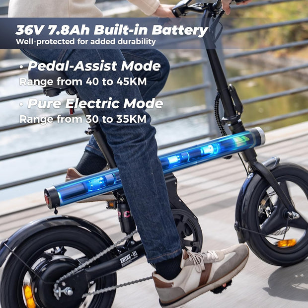 Finbike U1 14-inch Folding Electric Bike: LCD, 15.5mph, 28-Mile Range