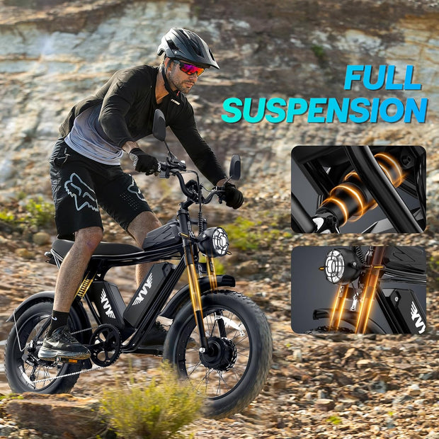 YVY C20 Max Dual Motor 52V 40Ah Fat Tire Full Suspension Electric Bike