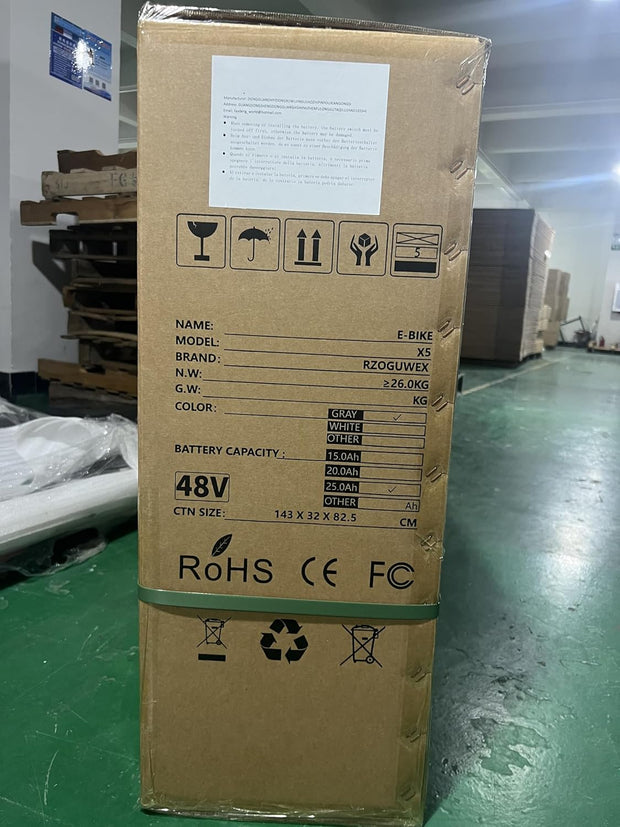 RZOGUWEX 20-inch Off-Road Electric Fat Tire Bike: 48V 25AH, Dual Suspension