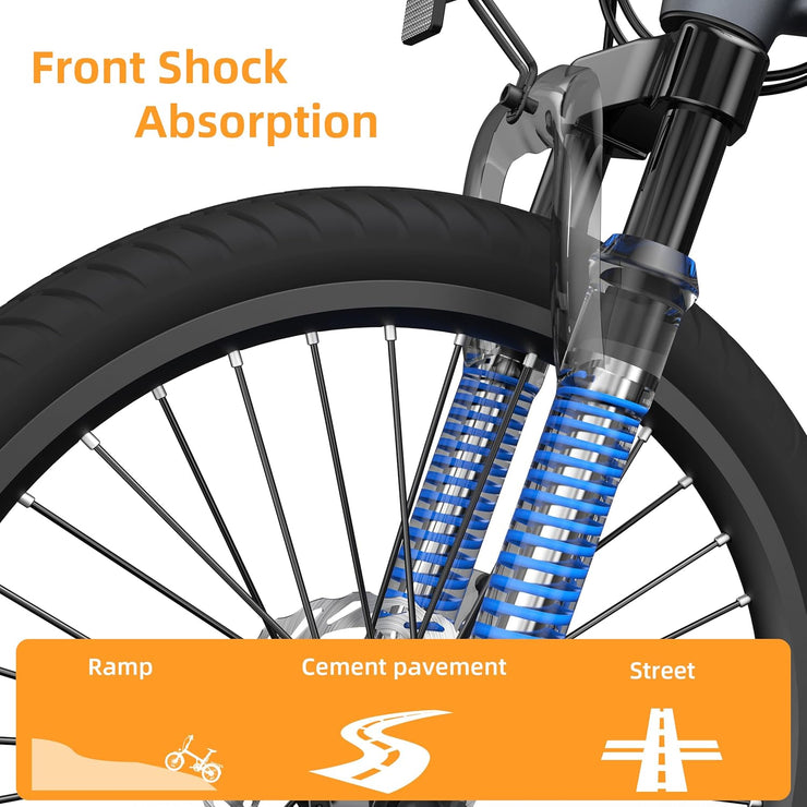 ADO Air20Pro 20-inch Folding Electric Bike for Adults, Bafang Motor, Belt Drive, Hydraulic Disc Brakes