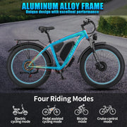 All-Terrain Electric Fat Tire Mountain Bike, 26-inch Wheels, 70+ Miles Range