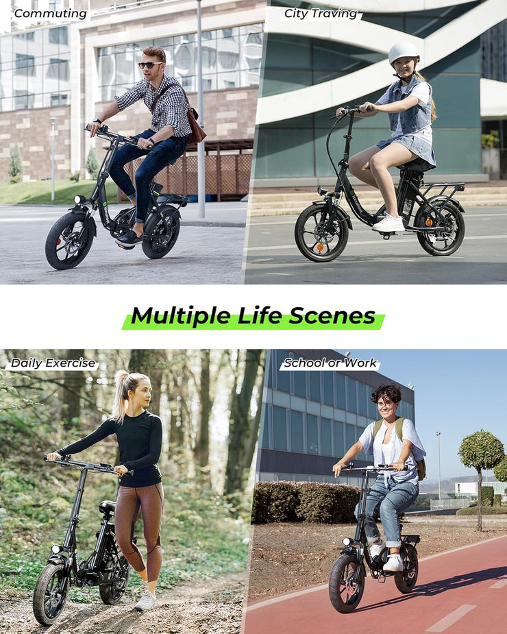 Finbike U4 16" Portable Folding E-Bike: Removable Battery, 3 Modes, Smooth Ride