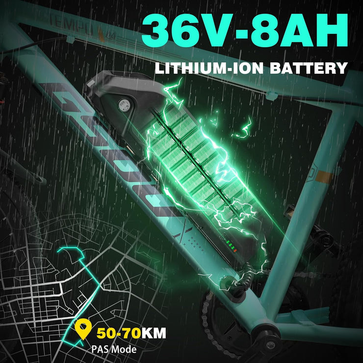 GSOU 26-inch Adult E-Mountain Bike, 250W, Long Range, 7-Speed Commuter