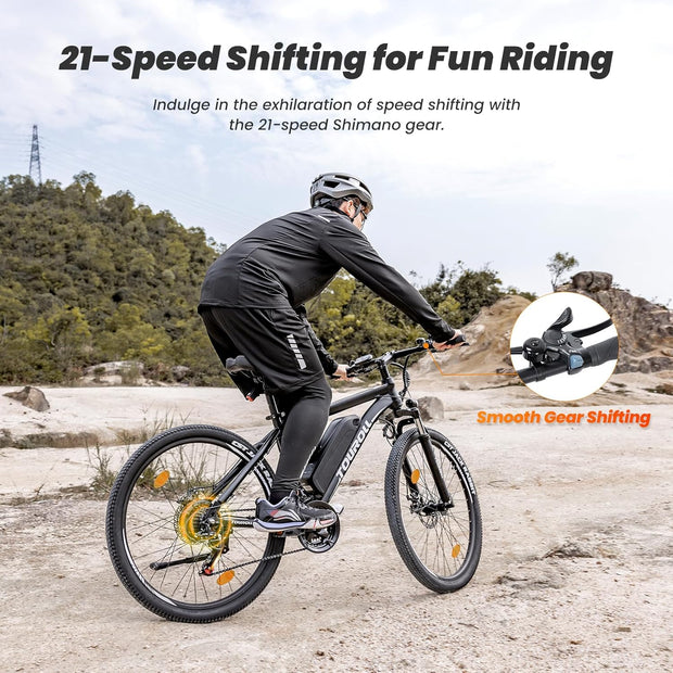 Touroll U1 Electric Mountain Bike: Powerful 13Ah Battery, 21-Speed, Dual Disc Brakes