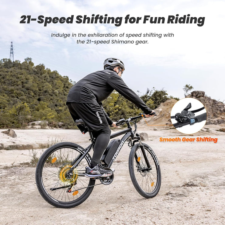 Touroll U1 Electric Mountain Bike: Powerful 13Ah Battery, 21-Speed, Dual Disc Brakes