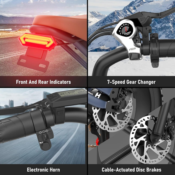 X50 Adult Electric Fat Tyre Bike, 20" Wheels, 48V Removable Battery, 250W Motor, 7-Speed