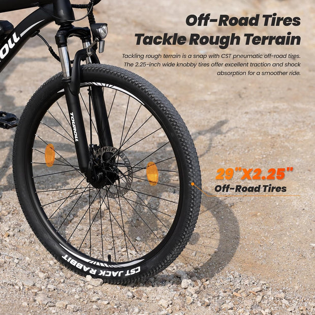 Touroll U1 Electric Mountain Bike: Powerful 13Ah Battery, 21-Speed, Dual Disc Brakes