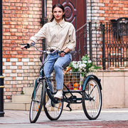 Viribus 26-inch Adult Tricycle, 7-Speed Cargo Trike with Basket for Seniors