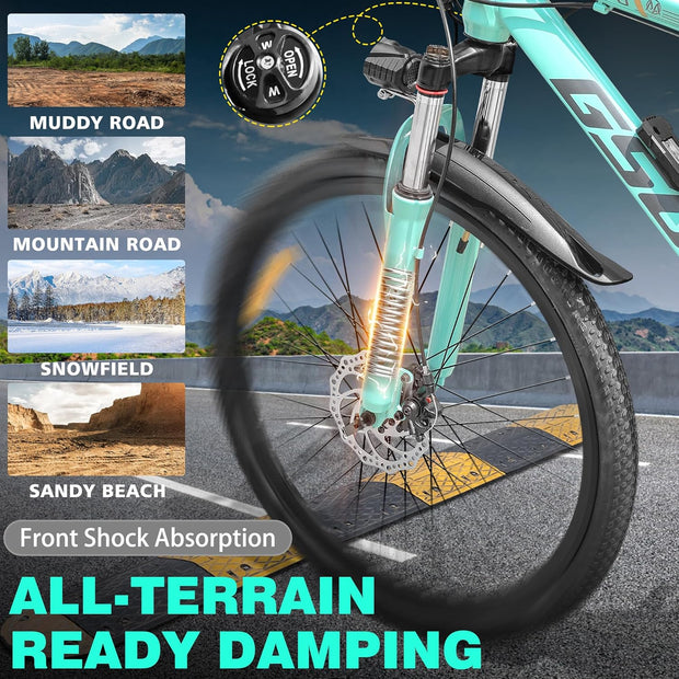 GSOU 26-inch Adult E-Mountain Bike, 250W, Long Range, 7-Speed Commuter